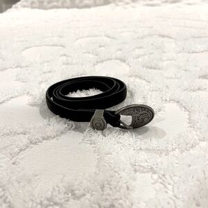 Elegant Black Belt with Silver Buckle